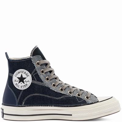 Férfi Converse Denim Patchwork Chuck 70 Magasszárú Cipő CO6792581 Sötétkék